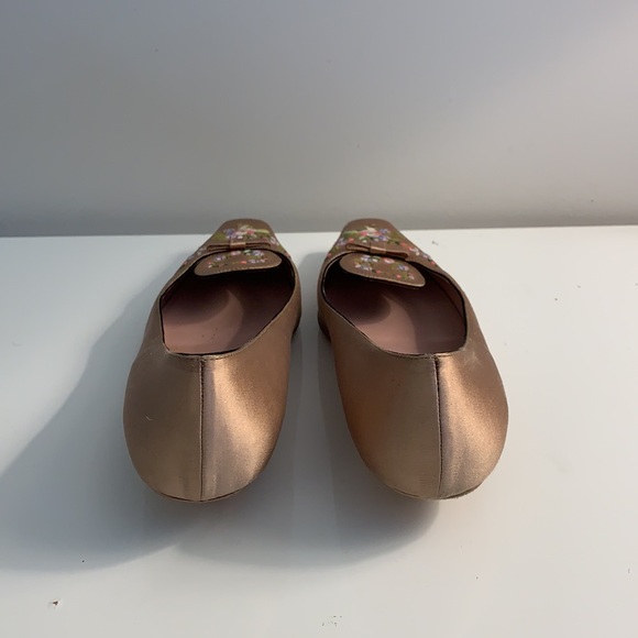 Prada Authentic Size 39.5 EU Silk Satin Hand Embroidered Floral Kitten Heels - Picture 10 of 11